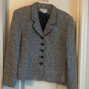 MaxMara Women's Classic Herringbone Blazer in Black and White